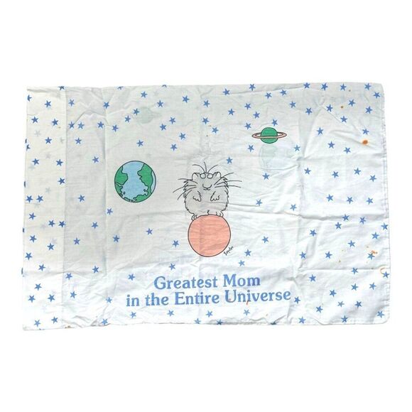 Vtg 80s Sandra Boynton "Greatest Mom In The Entire Universe" Pillowcase READ